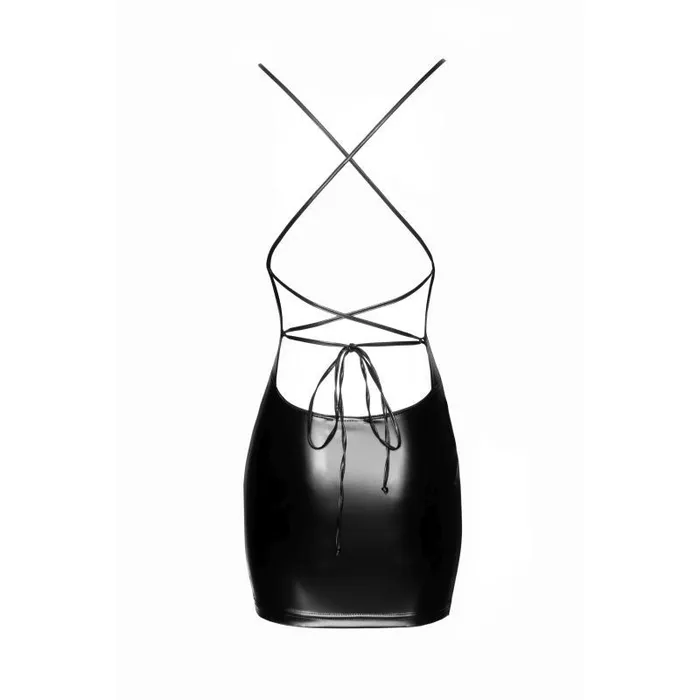 Anal Power Wetlook Mini Dress w Lace Up Back Large Black Noir Anal Power Wetlook Mini Dress w Lace Up Back Large Black Noir