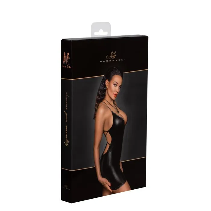 Anal Power Wetlook Mini Dress w Lace Up Back Large Black Noir Anal Power Wetlook Mini Dress w Lace Up Back Large Black Noir