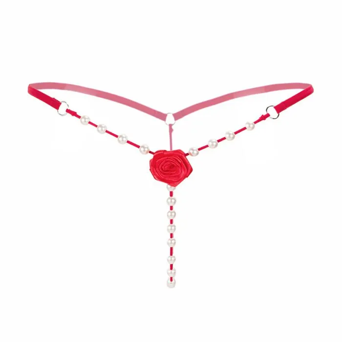 Sexy Womens Open Crotch Underwear Attractive Open Beading Flower GString Thong EVEs SECRETS Male Sex Toys