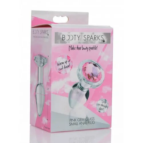 XR Brands Booty Sparks Pink Gem Glass Anal Plug Small Male Sex Toys XR Brands Booty Sparks Pink Gem Glass Anal Plug Small Male Sex Toys